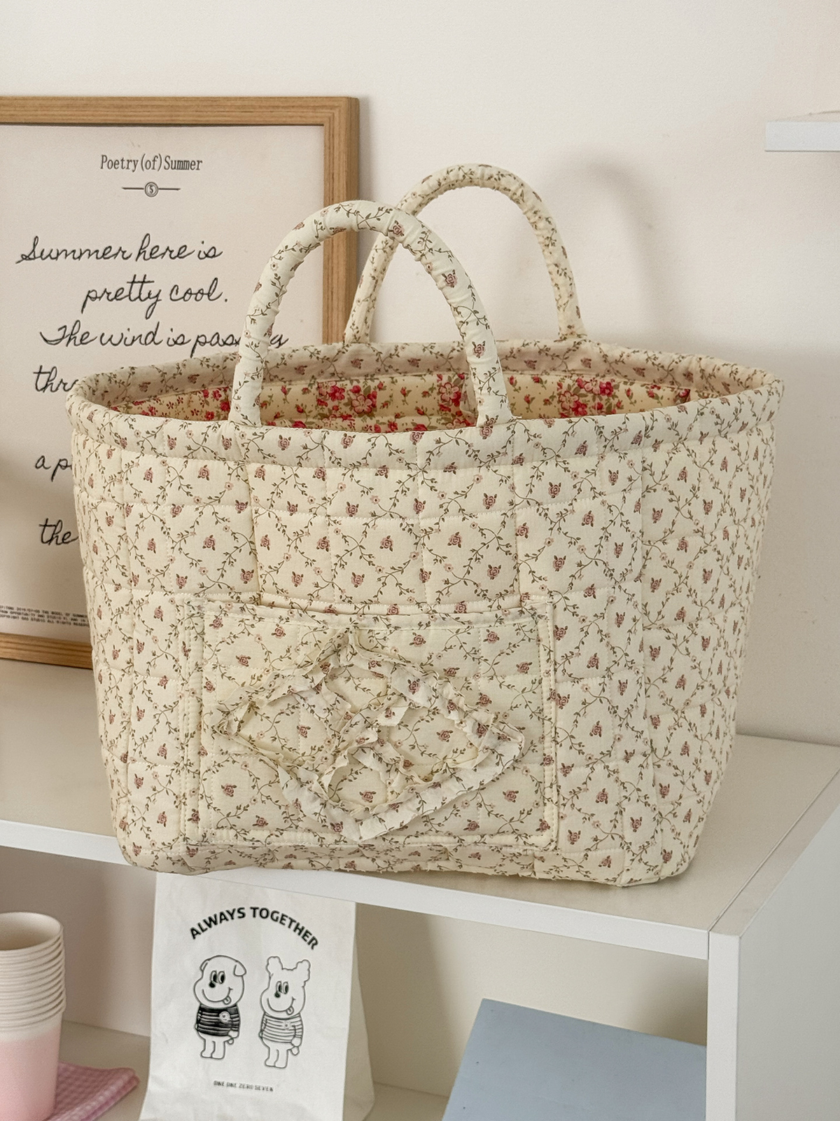 Foldable Quilted Cotton Storage Basket - Collapsible Decorative Organizer for Clothes, Bedroom, Laundry & Car Trunk - Machine Washable Large Capacity Woven Bin