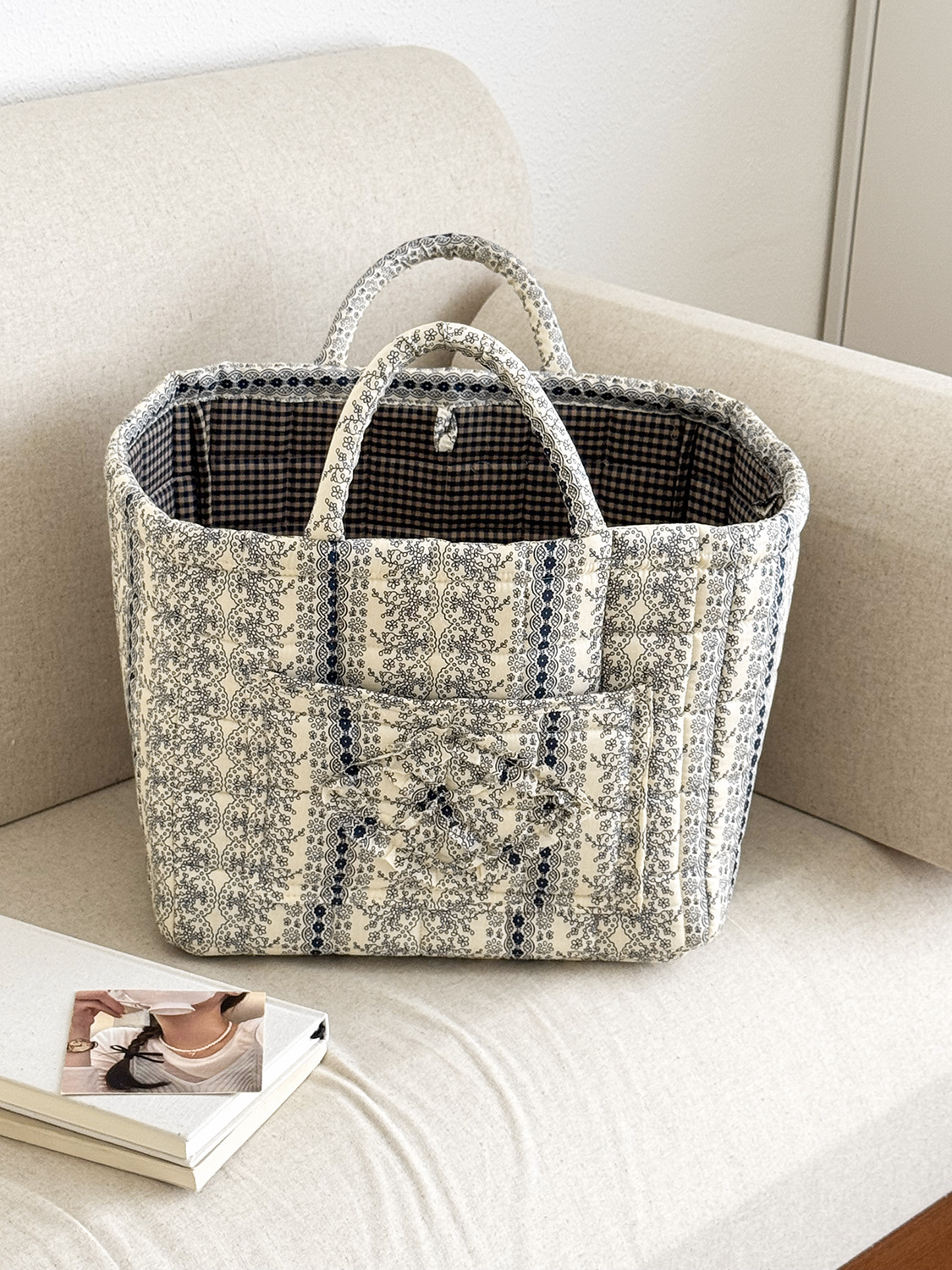 Foldable Quilted Cotton Storage Basket - Collapsible Decorative Organizer for Clothes, Bedroom, Laundry & Car Trunk - Machine Washable Large Capacity Woven Bin