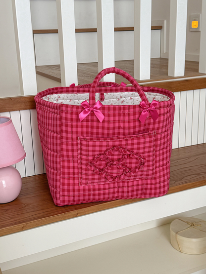 Foldable Quilted Cotton Storage Basket - Collapsible Decorative Organizer for Clothes, Bedroom, Laundry & Car Trunk - Machine Washable Large Capacity Woven Bin