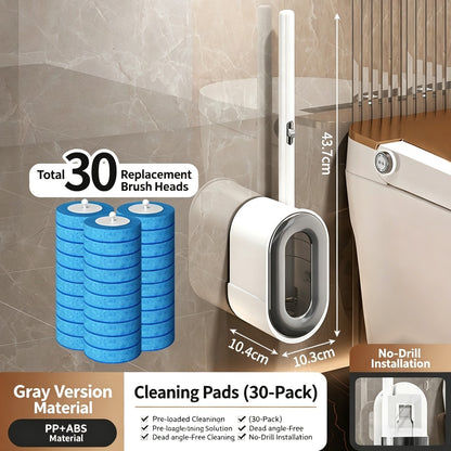 Toilet Scrubber Brush Kit – 30 Refills, No-Touch Rotating System, 3–4 Months of Cleaning