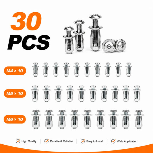 Heavy-Duty Carbon Steel Threaded Rivet Nut Set – Rustproof, Anti-Loosening, Bolt-Compatible for Industrial Assembly, Furniture Connection & Sheet Metal Repair (M4/M5/M6 Assorted Sizes)