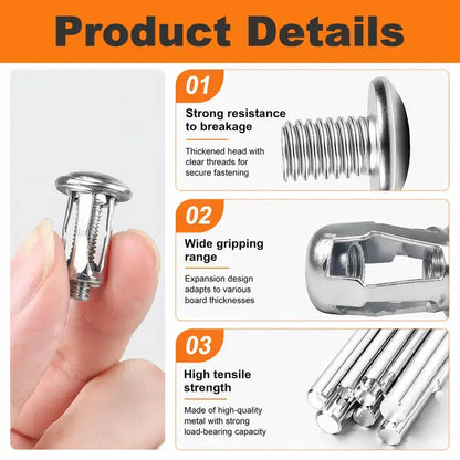 Heavy-Duty Carbon Steel Threaded Rivet Nut Set – Rustproof, Anti-Loosening, Bolt-Compatible for Industrial Assembly, Furniture Connection & Sheet Metal Repair (M4/M5/M6 Assorted Sizes)