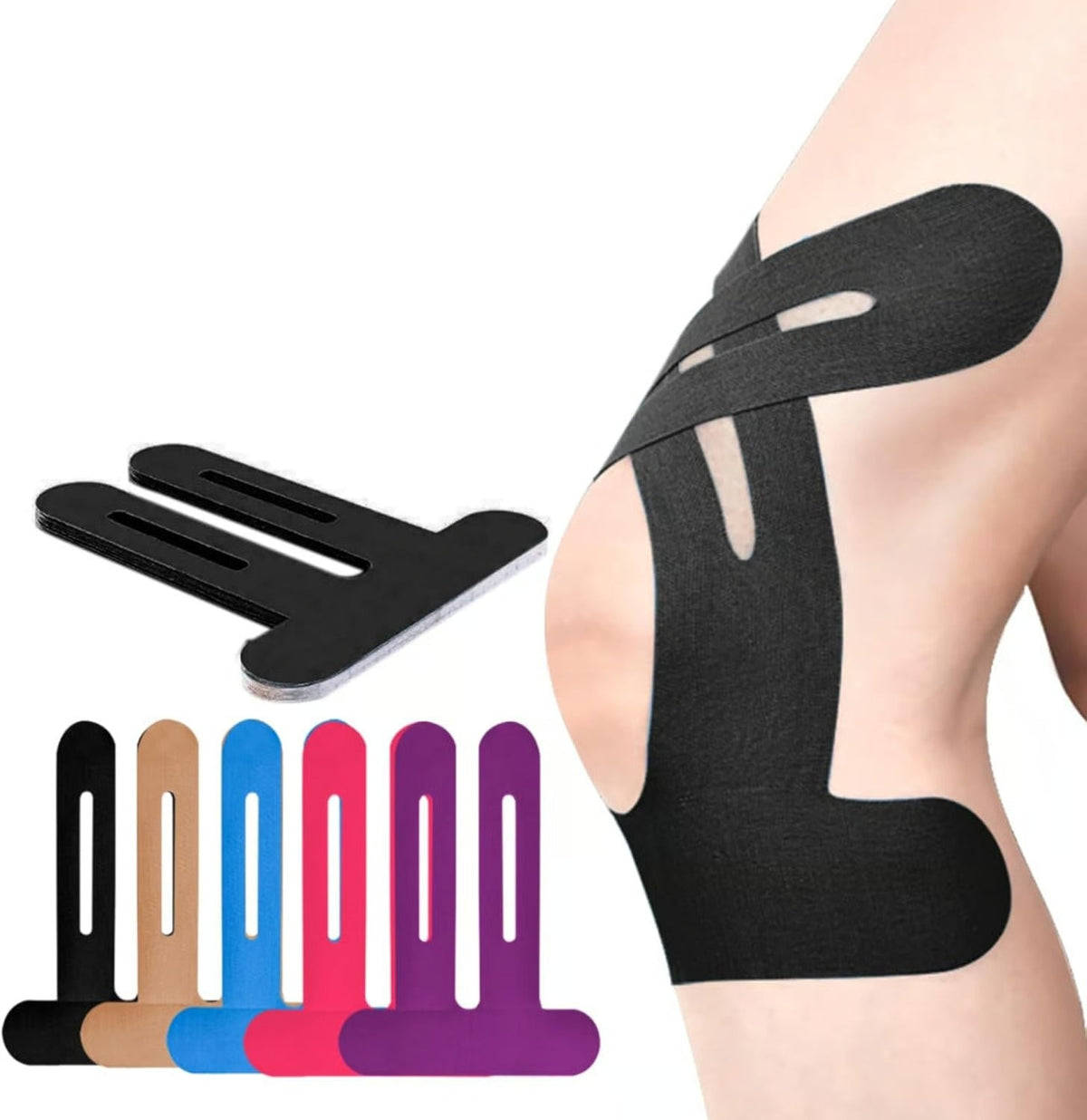 🔥 Pre-Cut Knee Support Tape – Flexible, Latex-Free & Long-Lasting Adhesive for Running, Gym, Basketball & Active Daily Life (20 Pre-Cut Strips)