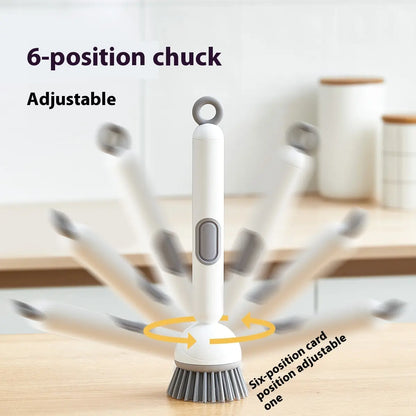 🔥LAST CHANCE!! ✨BUY 1 GET 1 FREE!!!✨ 6-in-1 Soap Dispensing Dish Brush – Leak-Proof, Adjustable Angle & Wall-Mounted for Sink & Pots
