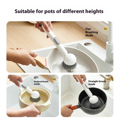 🔥LAST CHANCE!! ✨BUY 1 GET 1 FREE!!!✨ 6-in-1 Soap Dispensing Dish Brush – Leak-Proof, Adjustable Angle & Wall-Mounted for Sink & Pots