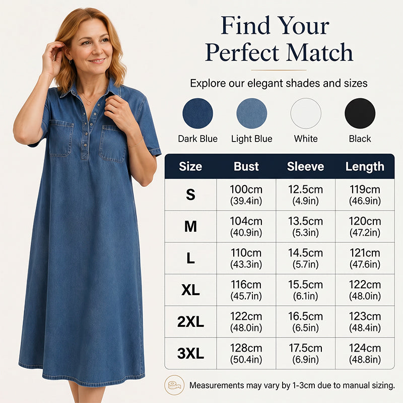 👗 50% OFF TODAY! 👖 Casual Denim Midi Shirt Dress – Soft Wash & Relaxed Fit – Pockets & Everyday Comfort ✨