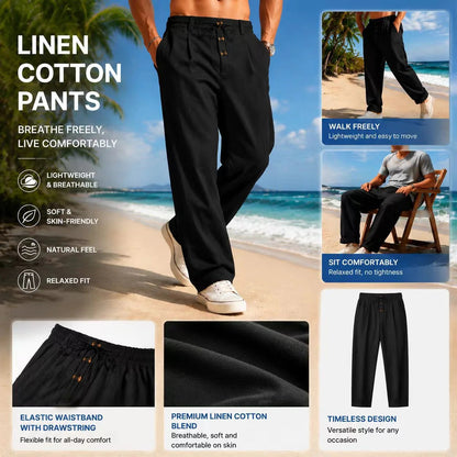 ⏳Limited-time 30% off⏰Men's Loose Fit Casual Linen Pants – Relaxed Fit & Lightweight – Breathable Everyday Comfort ✨