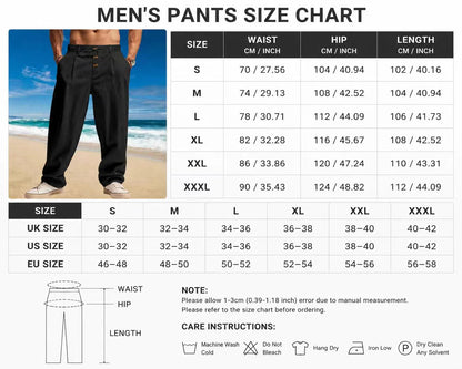 ⏳Limited-time 30% off⏰Men's Loose Fit Casual Linen Pants – Relaxed Fit & Lightweight – Breathable Everyday Comfort ✨