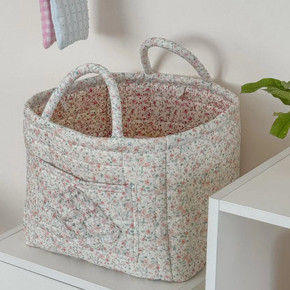 Foldable Quilted Cotton Storage Basket - Collapsible Decorative Organizer for Clothes, Bedroom, Laundry & Car Trunk - Machine Washable Large Capacity Woven Bin