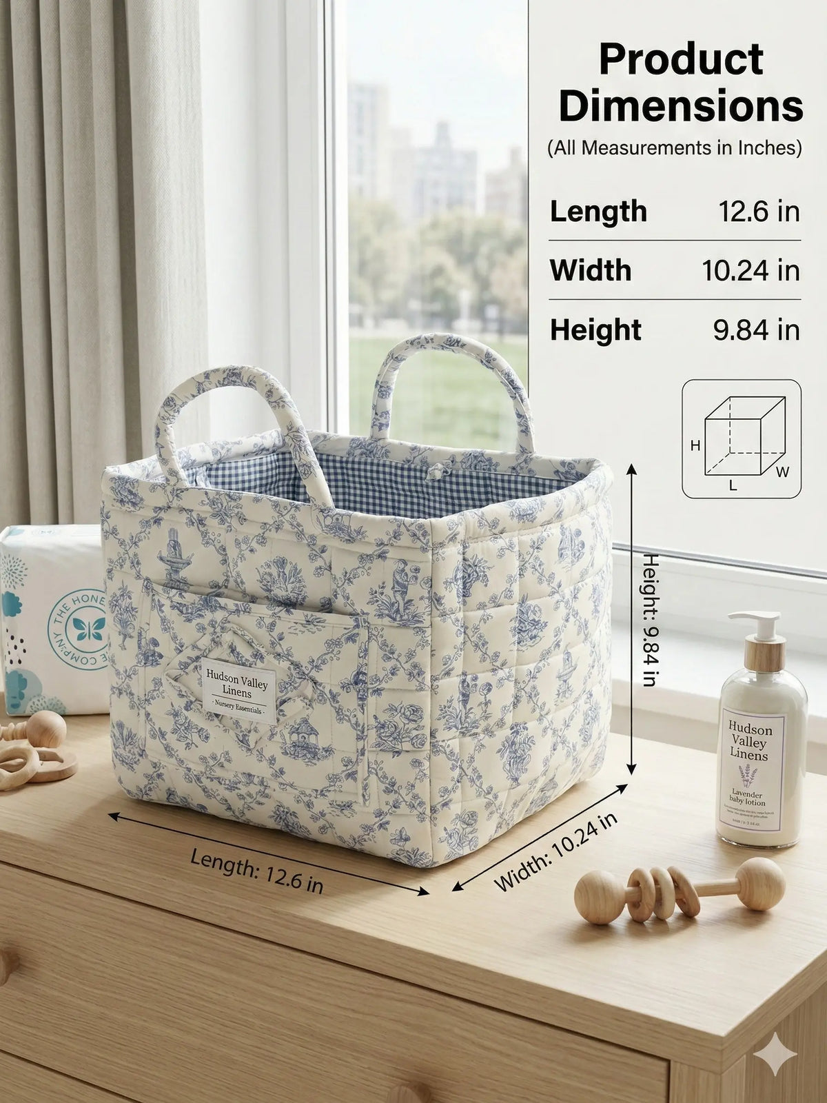 Foldable Quilted Cotton Storage Basket - Collapsible Decorative Organizer for Clothes, Bedroom, Laundry & Car Trunk - Machine Washable Large Capacity Woven Bin