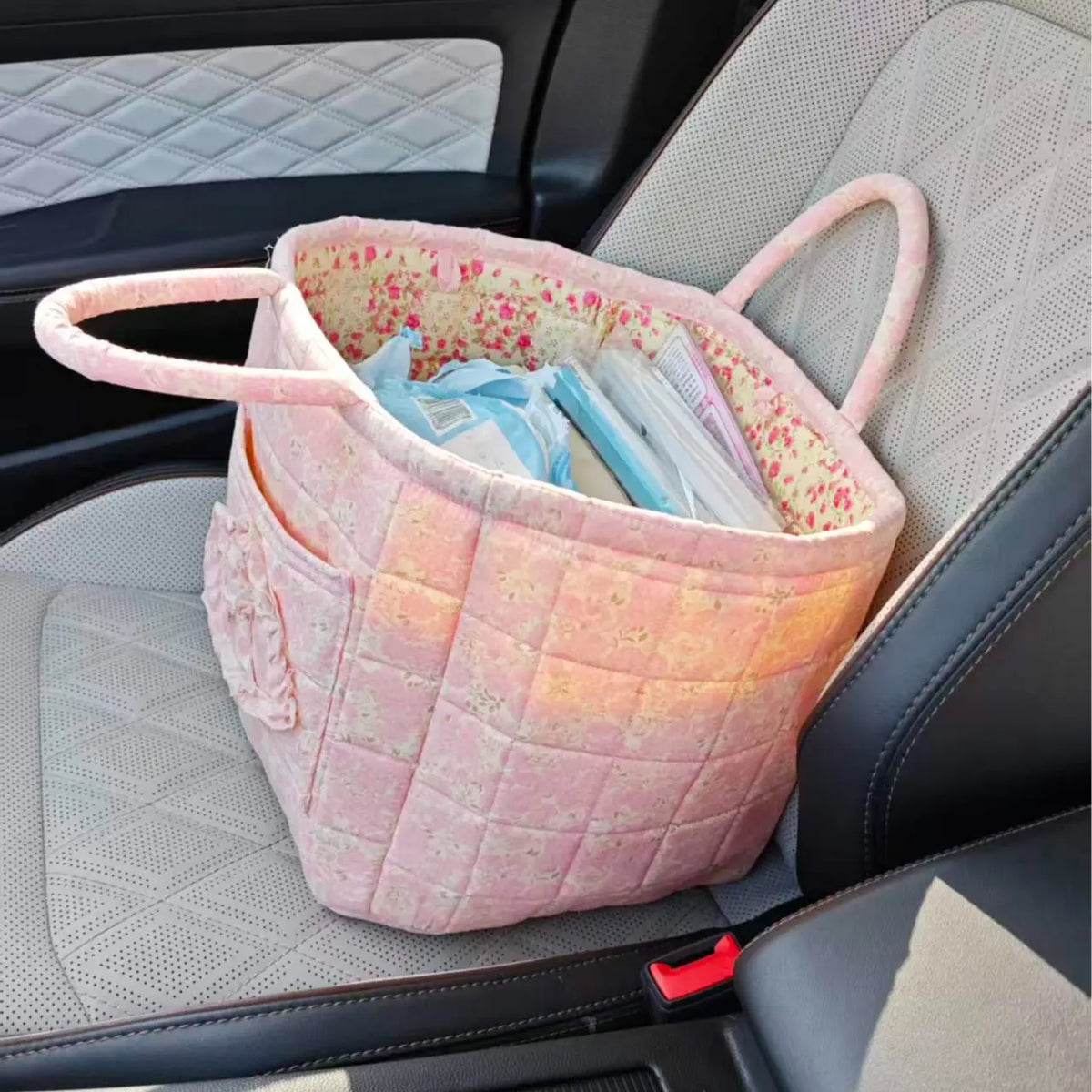 Foldable Quilted Cotton Storage Basket - Collapsible Decorative Organizer for Clothes, Bedroom, Laundry & Car Trunk - Machine Washable Large Capacity Woven Bin
