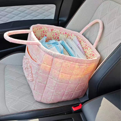 Foldable Quilted Cotton Storage Basket - Collapsible Decorative Organizer for Clothes, Bedroom, Laundry & Car Trunk - Machine Washable Large Capacity Woven Bin