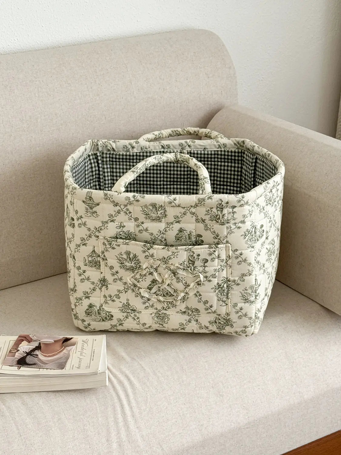 Foldable Quilted Cotton Storage Basket - Collapsible Decorative Organizer for Clothes, Bedroom, Laundry & Car Trunk - Machine Washable Large Capacity Woven Bin