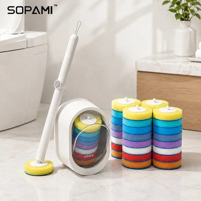 Toilet Scrubber Brush Kit – 30 Refills, No-Touch Rotating System, 3–4 Months of Cleaning