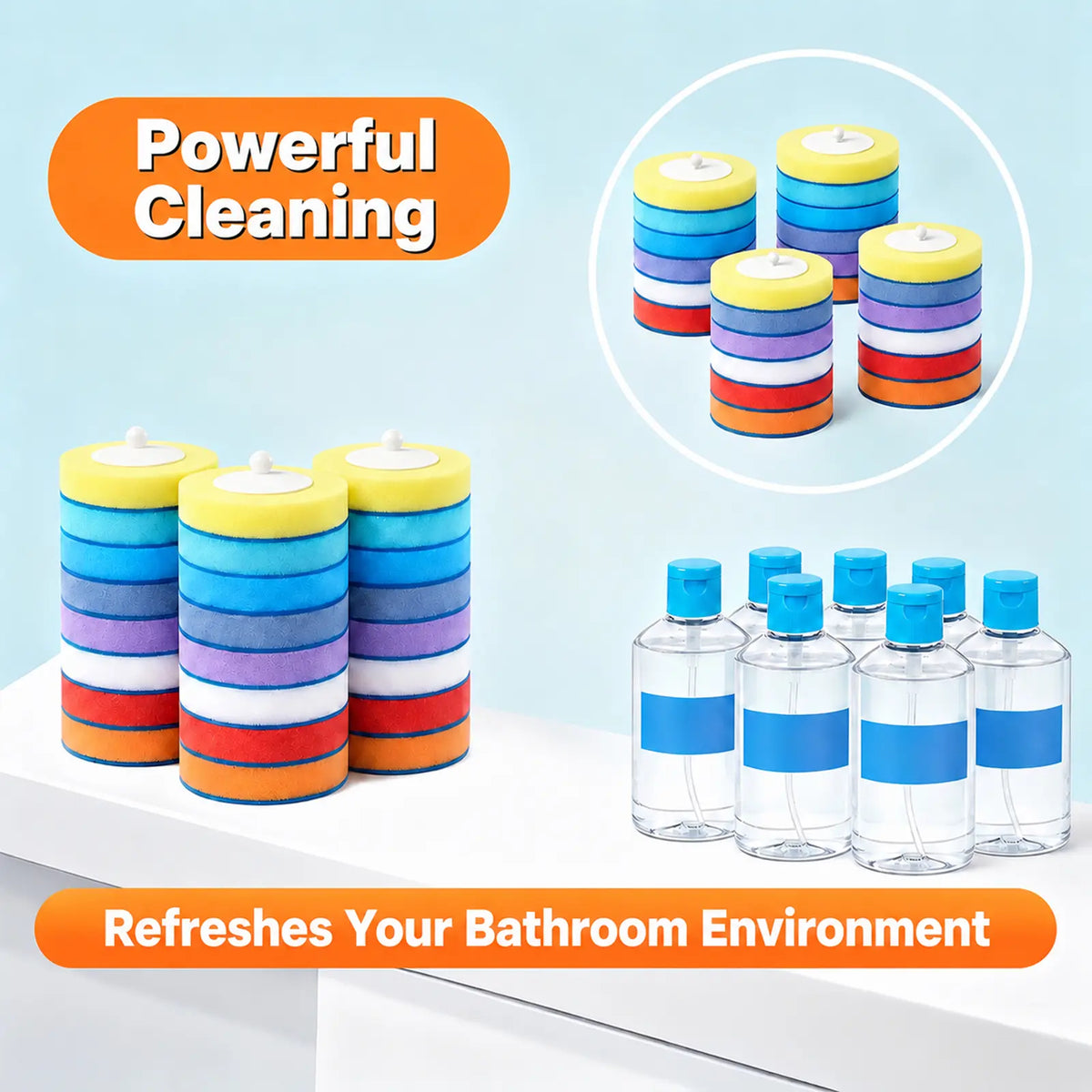 Toilet Scrubber Brush Kit – 30 Refills, No-Touch Rotating System, 3–4 Months of Cleaning