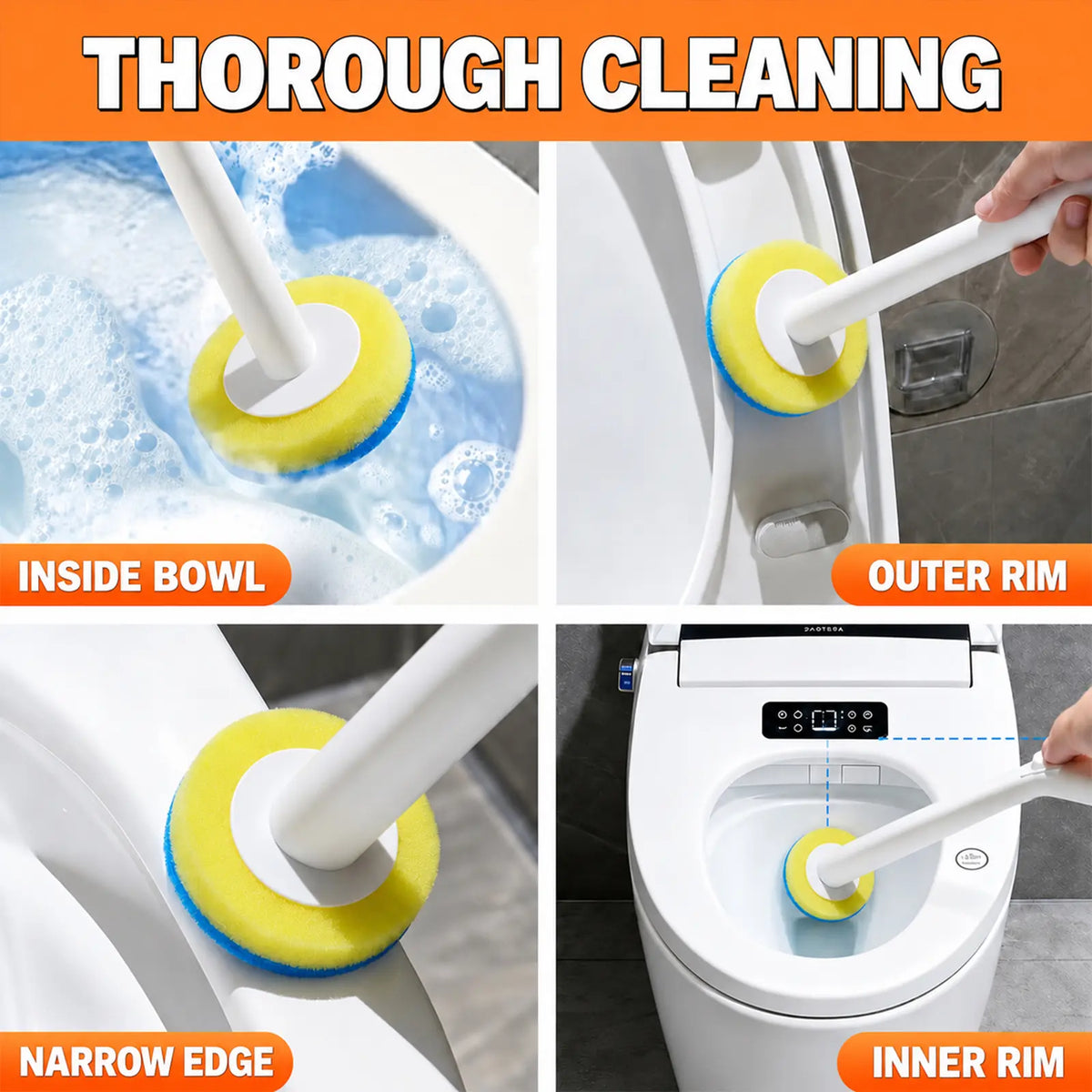 Toilet Scrubber Brush Kit – 30 Refills, No-Touch Rotating System, 3–4 Months of Cleaning
