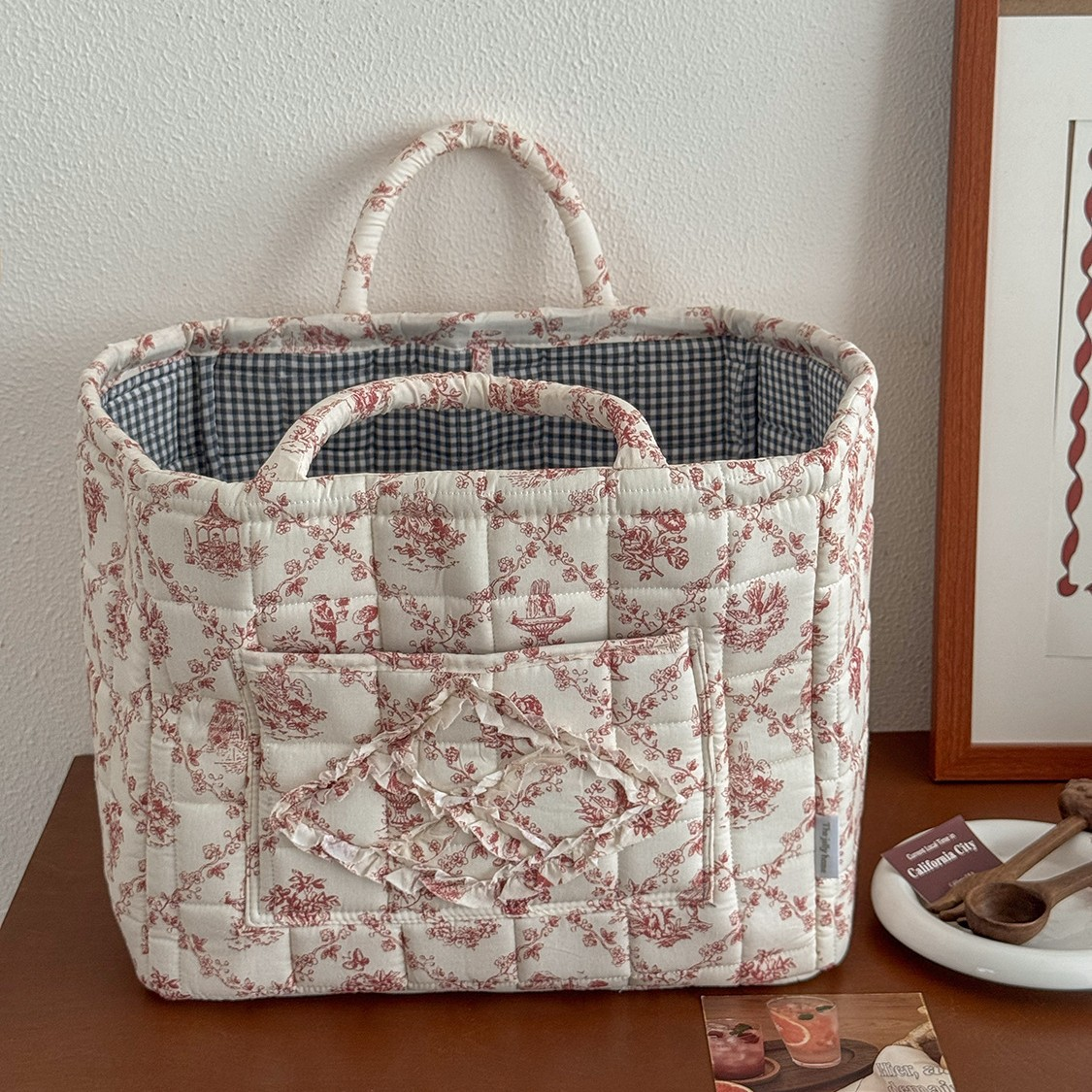 Foldable Quilted Cotton Storage Basket - Collapsible Decorative Organizer for Clothes, Bedroom, Laundry & Car Trunk - Machine Washable Large Capacity Woven Bin