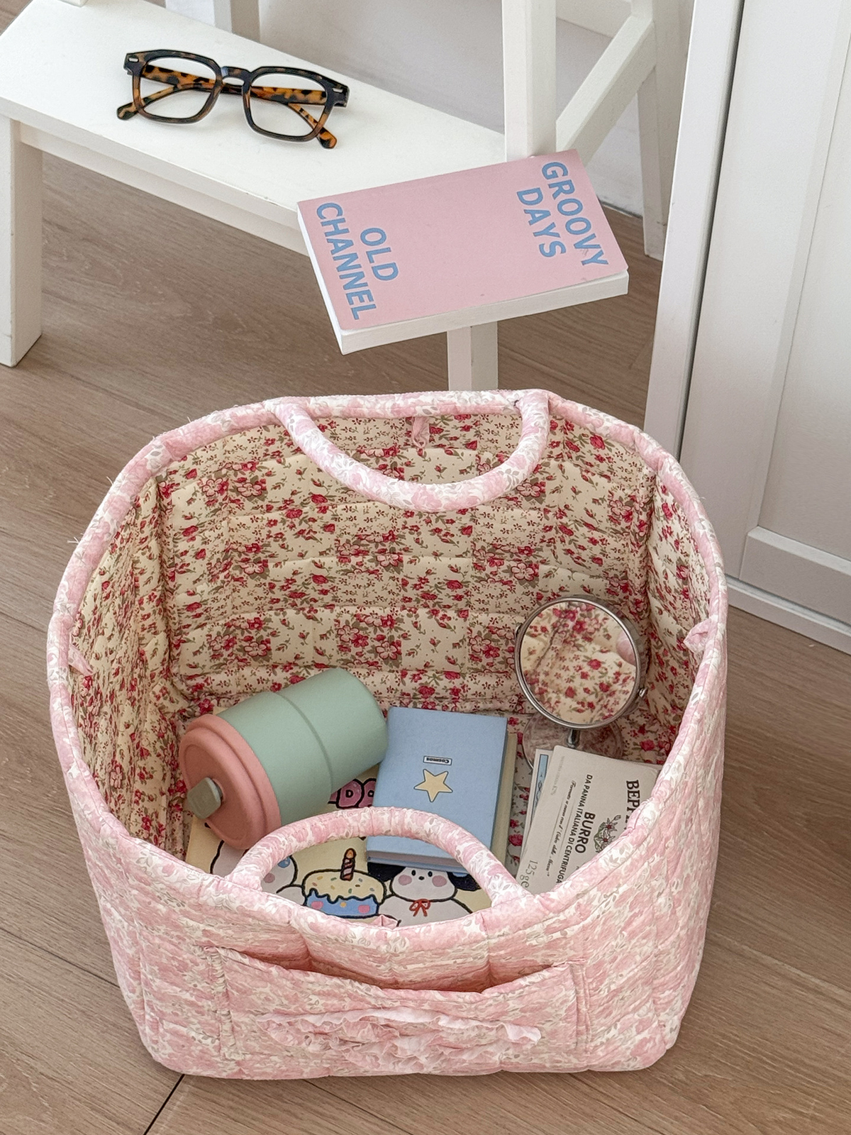 Foldable Quilted Cotton Storage Basket - Collapsible Decorative Organizer for Clothes, Bedroom, Laundry & Car Trunk - Machine Washable Large Capacity Woven Bin